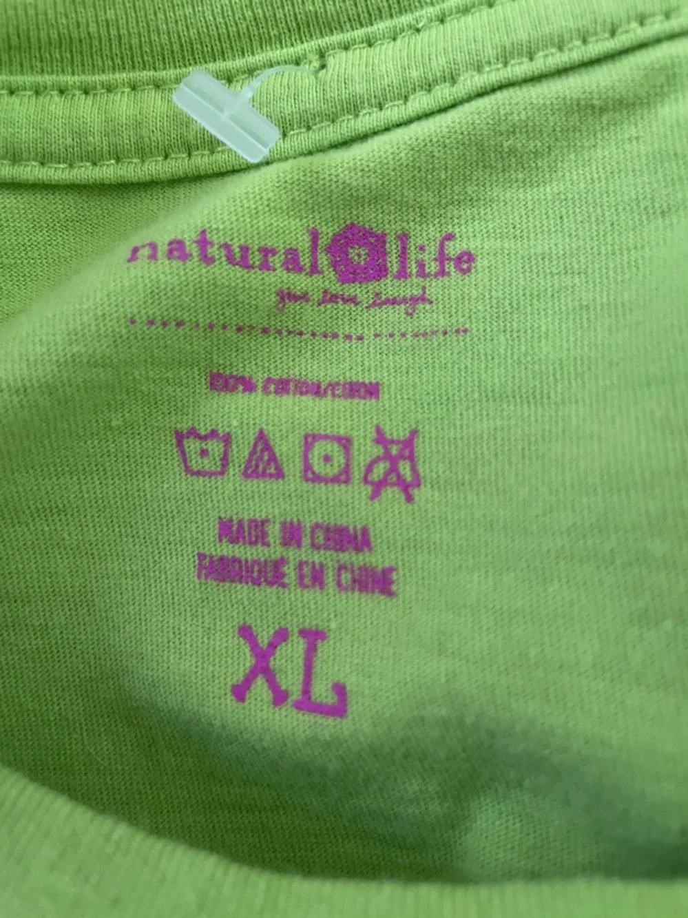 NATURAL LIFE Lime GreenTee White Daisy 100% cotton XL - Picture 5 of 5